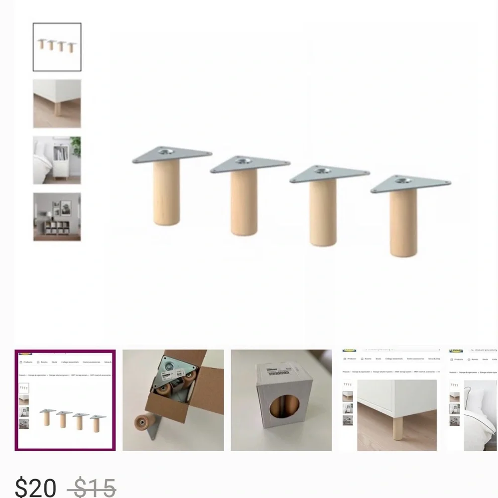 IKEA EKET set of 4wooden legs, new in the box. Can be added to almost anything!
